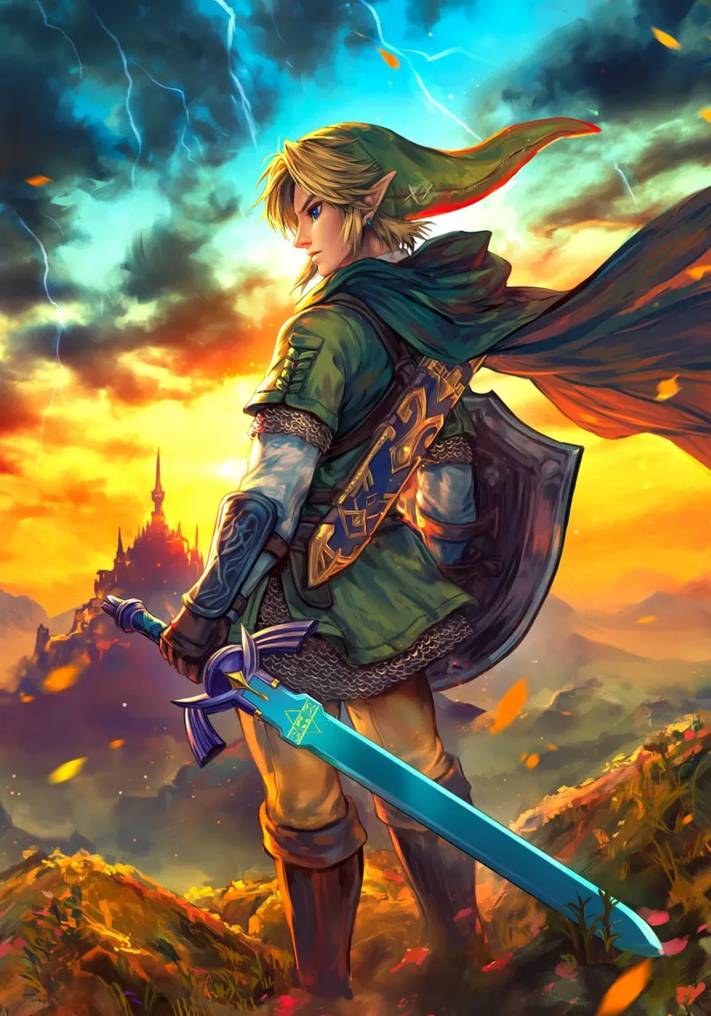 Link La leggenda di Zelda poster con telaio in plastica da Fleur de Lys