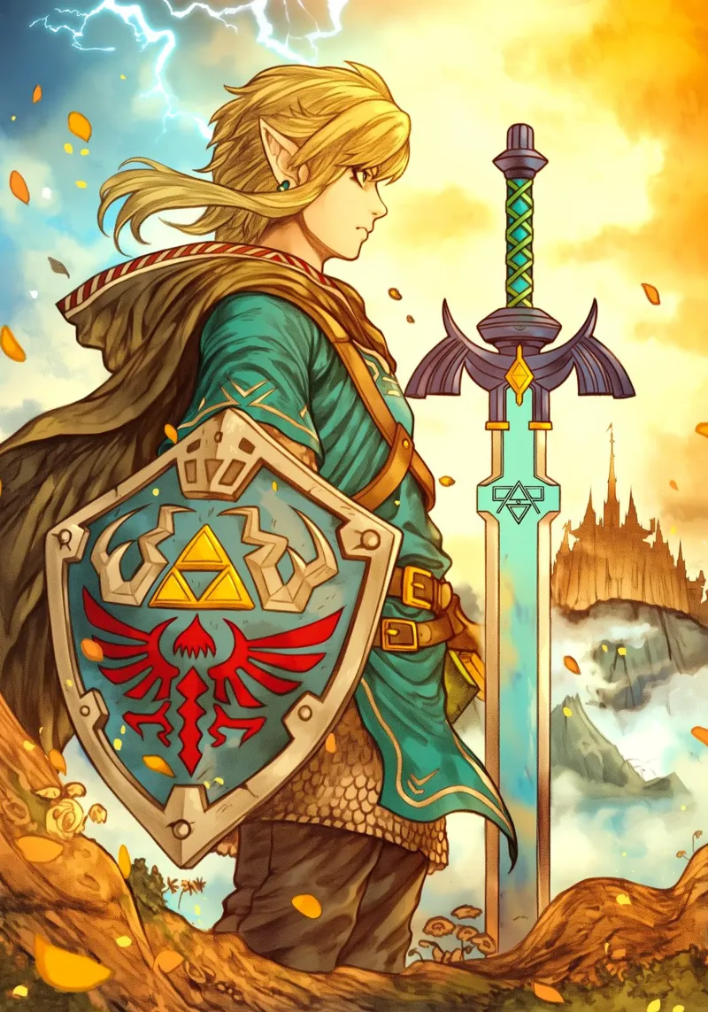 Link La leggenda di Zelda poster con telaio in plastica da Fleur de Lys