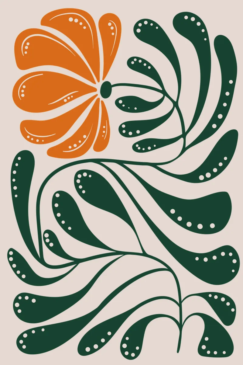 Boho Emerald Flower Wall Art Print - Modern Nature Inspired Poster mit Holzrahmen von Dream Print Designs