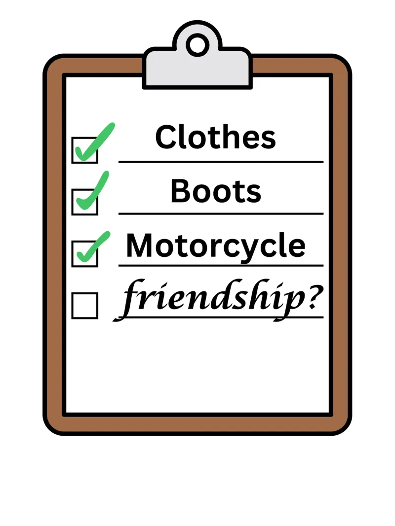 Time travellers check list - Clothes, Boots, Motorcycle. poster con telaio in legno da Melty Shirts