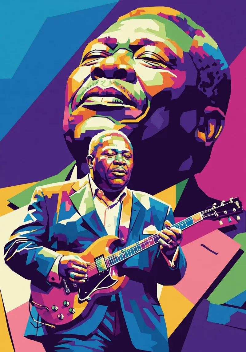 Ritratto pop art di BB King poster con telaio in alluminio da Hantamrata