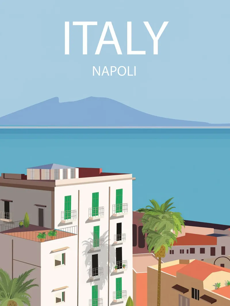 Napoli poster con telaio in alluminio da Wendy Wharton