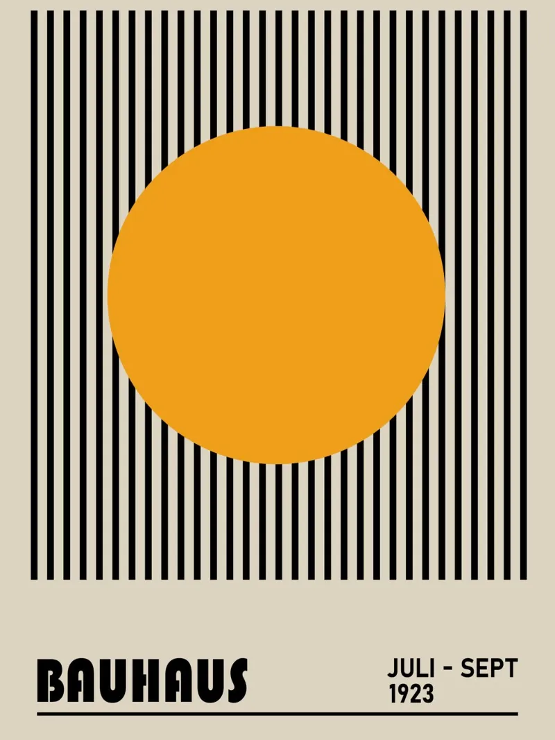 Bauhaus 1923 | Minimal Stripe Circle Poster poster con telaio in alluminio da Studio Vibe