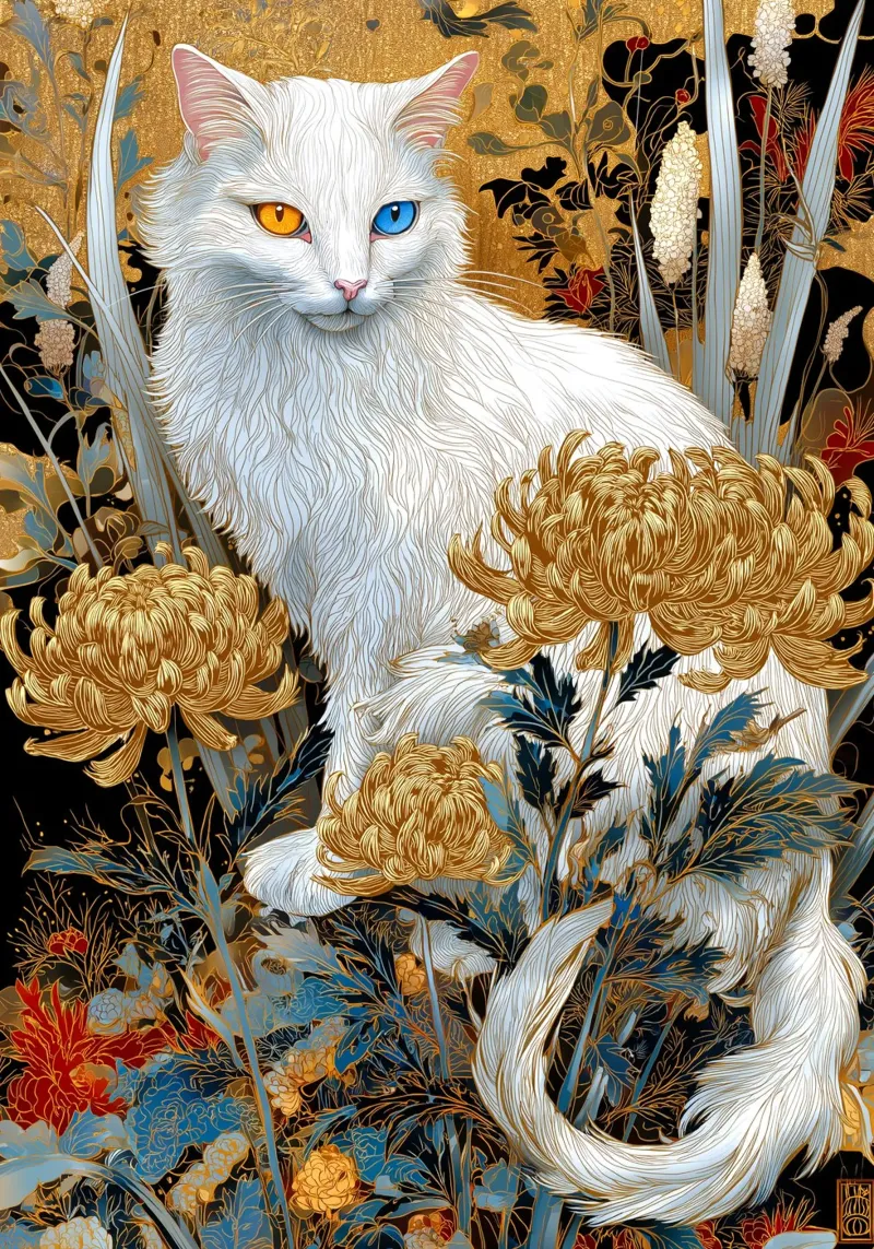 Gatto Ukiyo-e poster da Voxel Visionaries