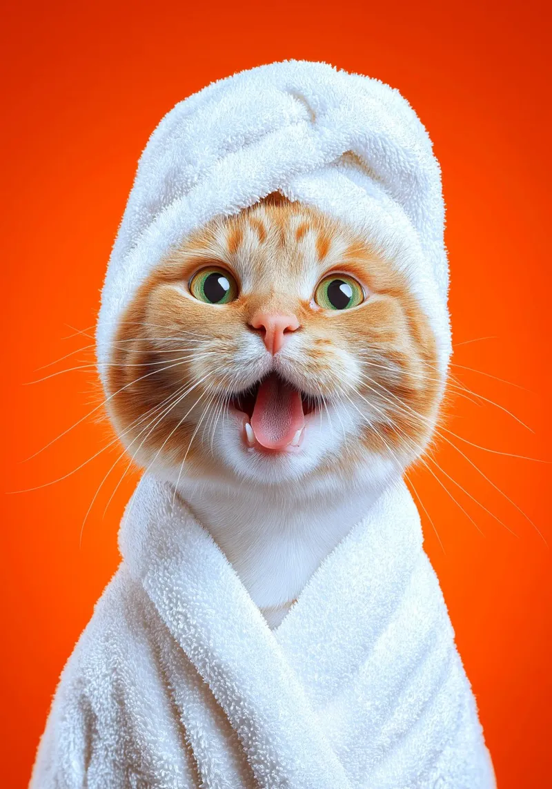 Gatto carino in accappatoio poster da Voxel Visionaries