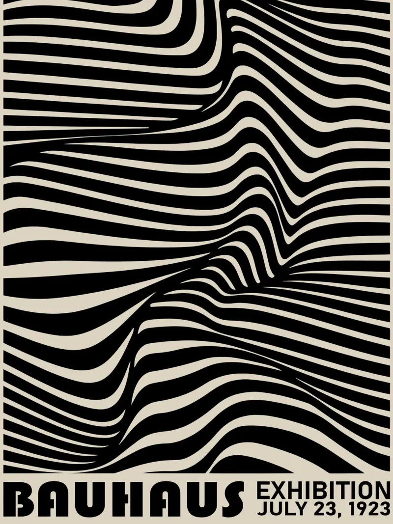 Poster Bauhaus - Modello di linea Op Art 1923 poster con telaio in legno da Studio Vibe