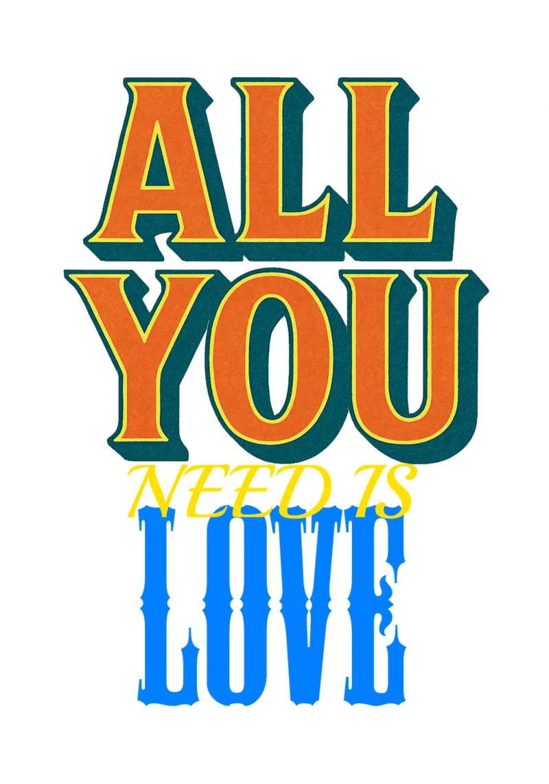All You Need Is Love - Canzone popolare dei Beatles poster con telaio in plastica da Urban Life