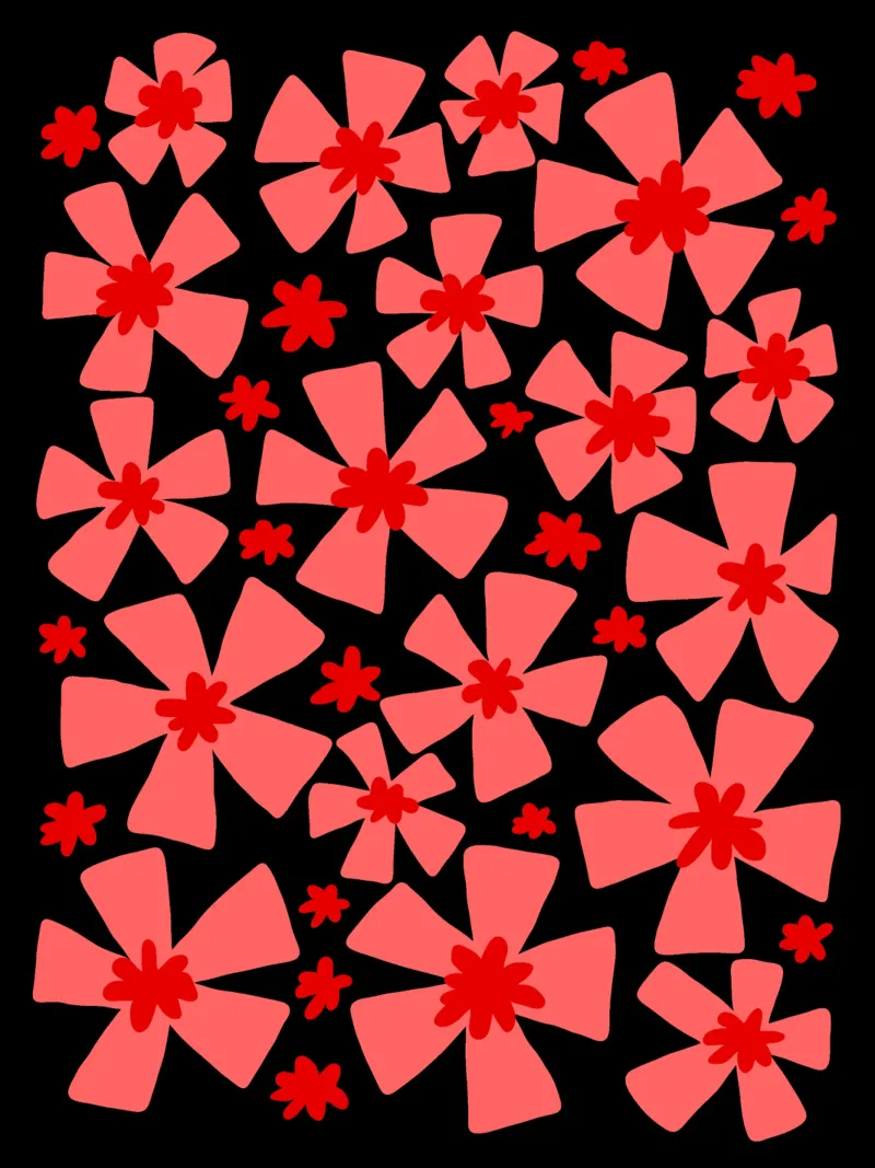 Valentine red and pink vibrant abstract flowers poster con telaio in legno da TijanaArtStudio88