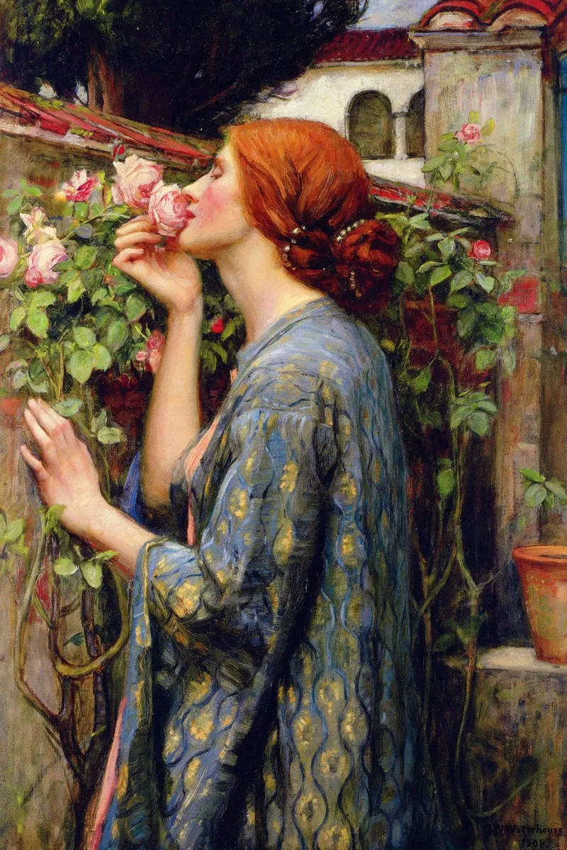 L'anima della rosa (1903) di John William Waterhouse poster con telaio in alluminio da Classic Art Prints