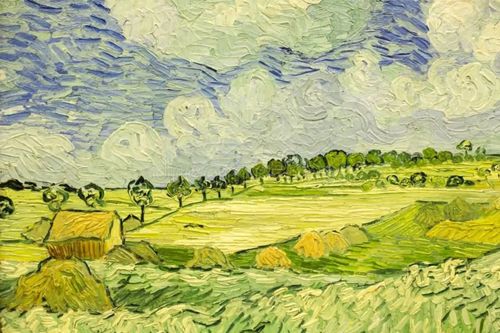 vasto paesaggio rurale, con campi di grano poster con telaio in alluminio da Piper Shop Oke