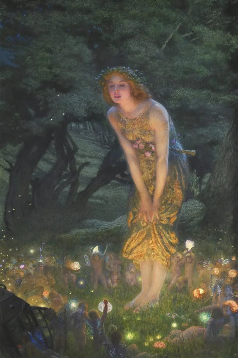 Mittsommerabend (1908) von Edward Robert Hughes Poster von Classic Art Prints