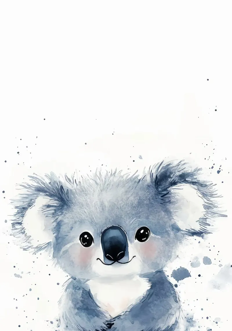 koala animale pelliccia orecchie naso occhi carino poster con telaio in legno da Thomas Weber