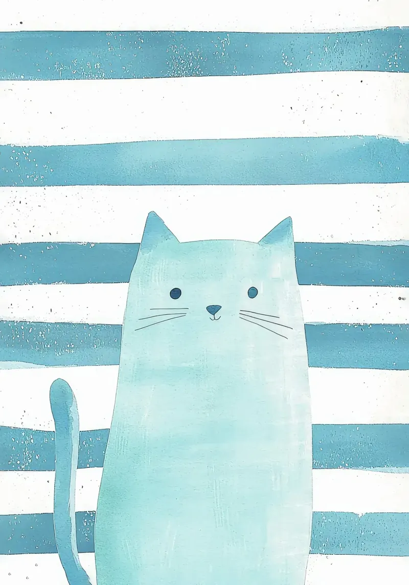 gatto a strisce baffi coda orecchie occhi poster con telaio in alluminio da Thomas Weber