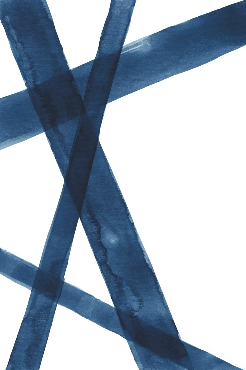 Linee acquerello blu scuro 1 poster con telaio in legno da NouveauPrints