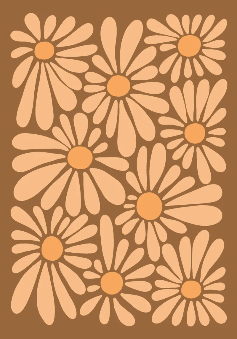 Peach fuzz flowers poster con telaio in alluminio da TijanaArtStudio88