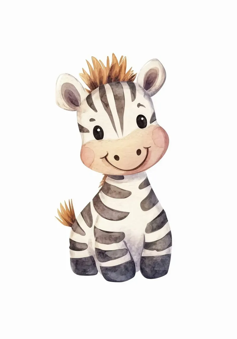 zebra sorridente cartone animato animale carino poster con telaio in legno da Thomas Weber