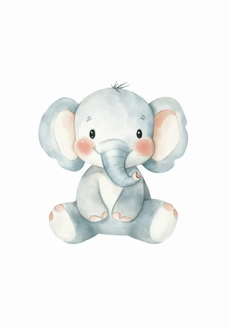 elefante bambino animale orecchie proboscide zampe poster con telaio in legno da Thomas Weber