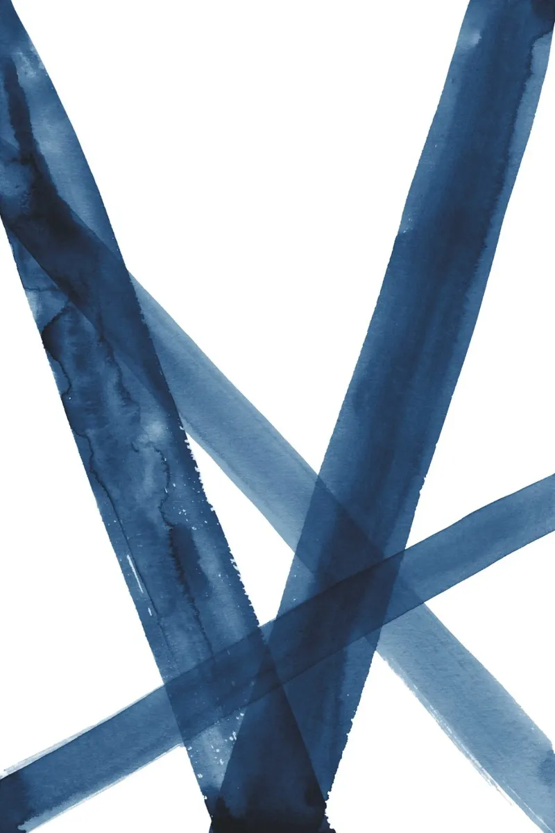 Linee acquerello blu scuro 2 poster con telaio in legno da NouveauPrints