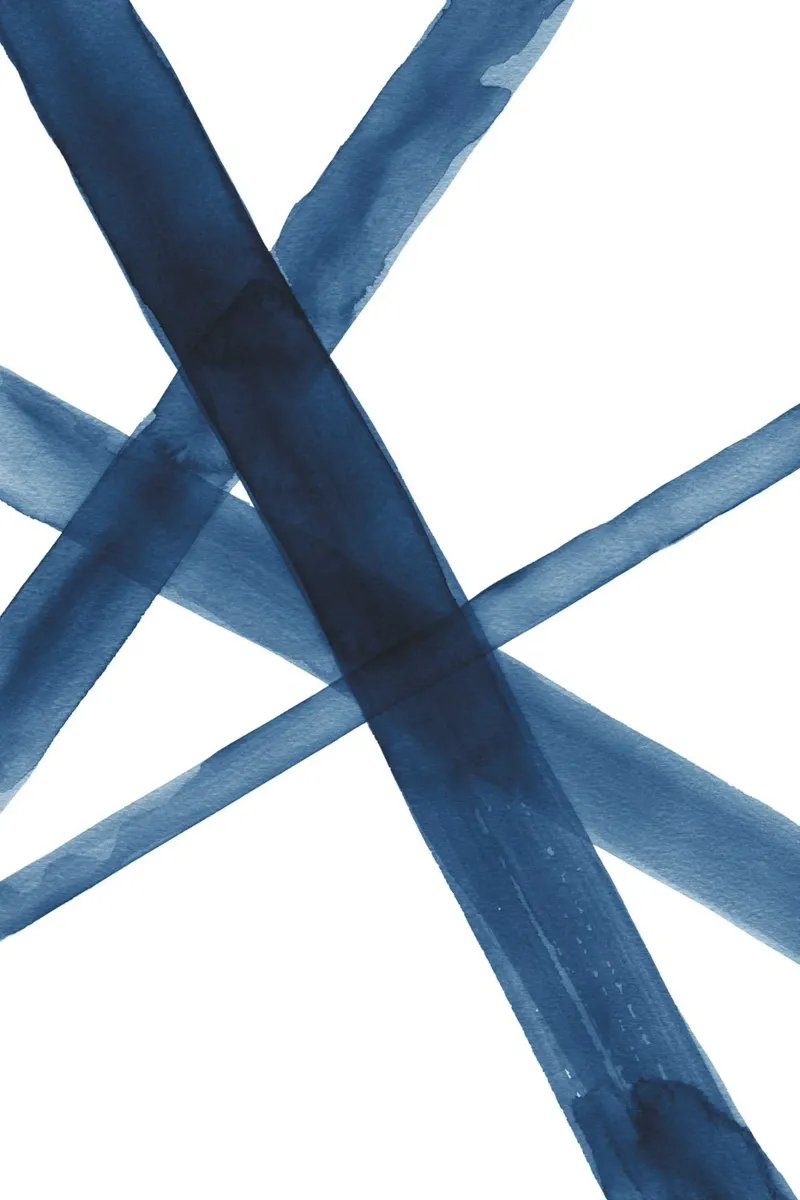 Linee acquerellate blu scuro 3 poster con telaio in alluminio da NouveauPrints