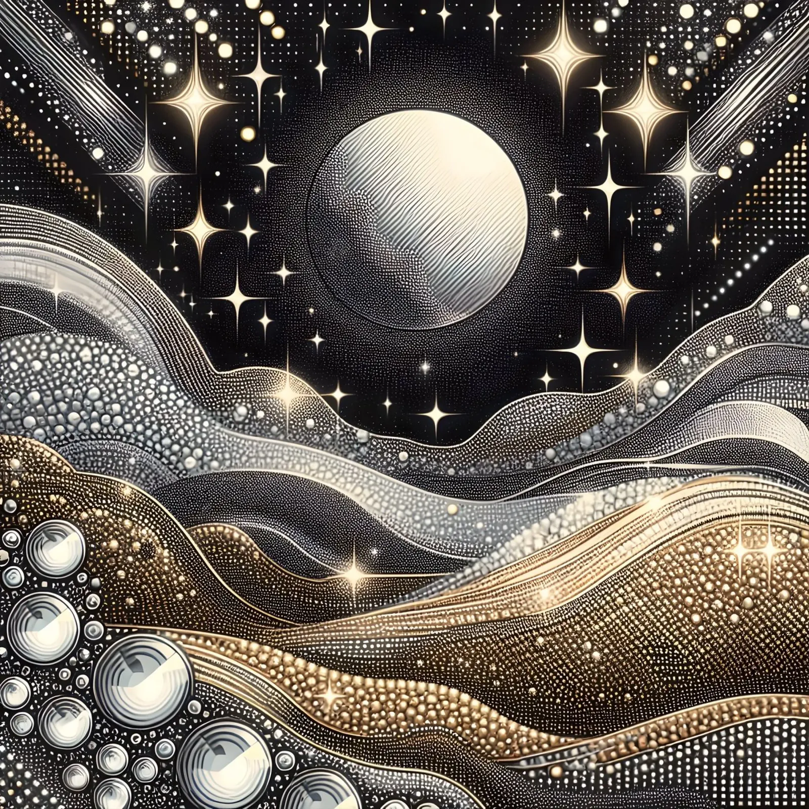 Luna abbagliante Paesaggio Argento Oro poster da SilverPegasus