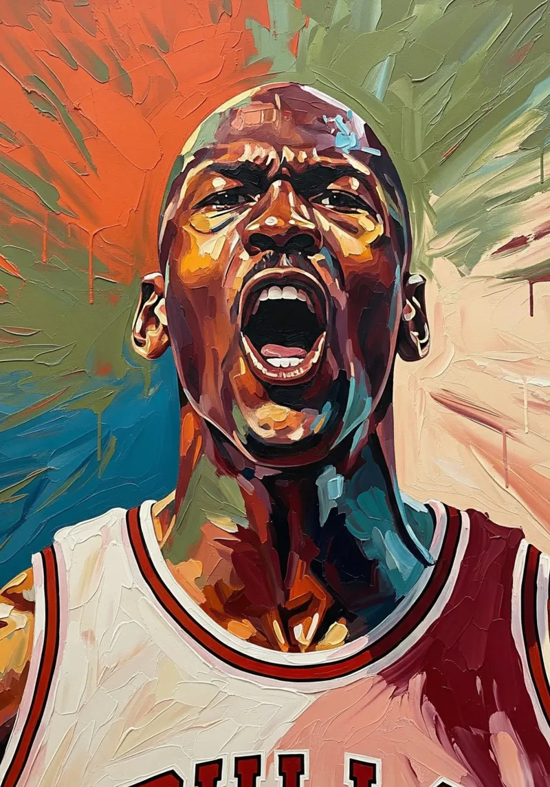 Michael Jordan abstracte kleurrijke kunst poster met aluminium frame van Lembayung art