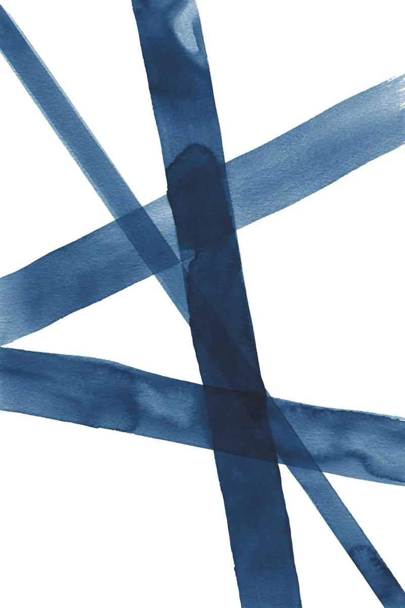 Linee acquerellate blu scuro 4 poster con telaio in alluminio da NouveauPrints