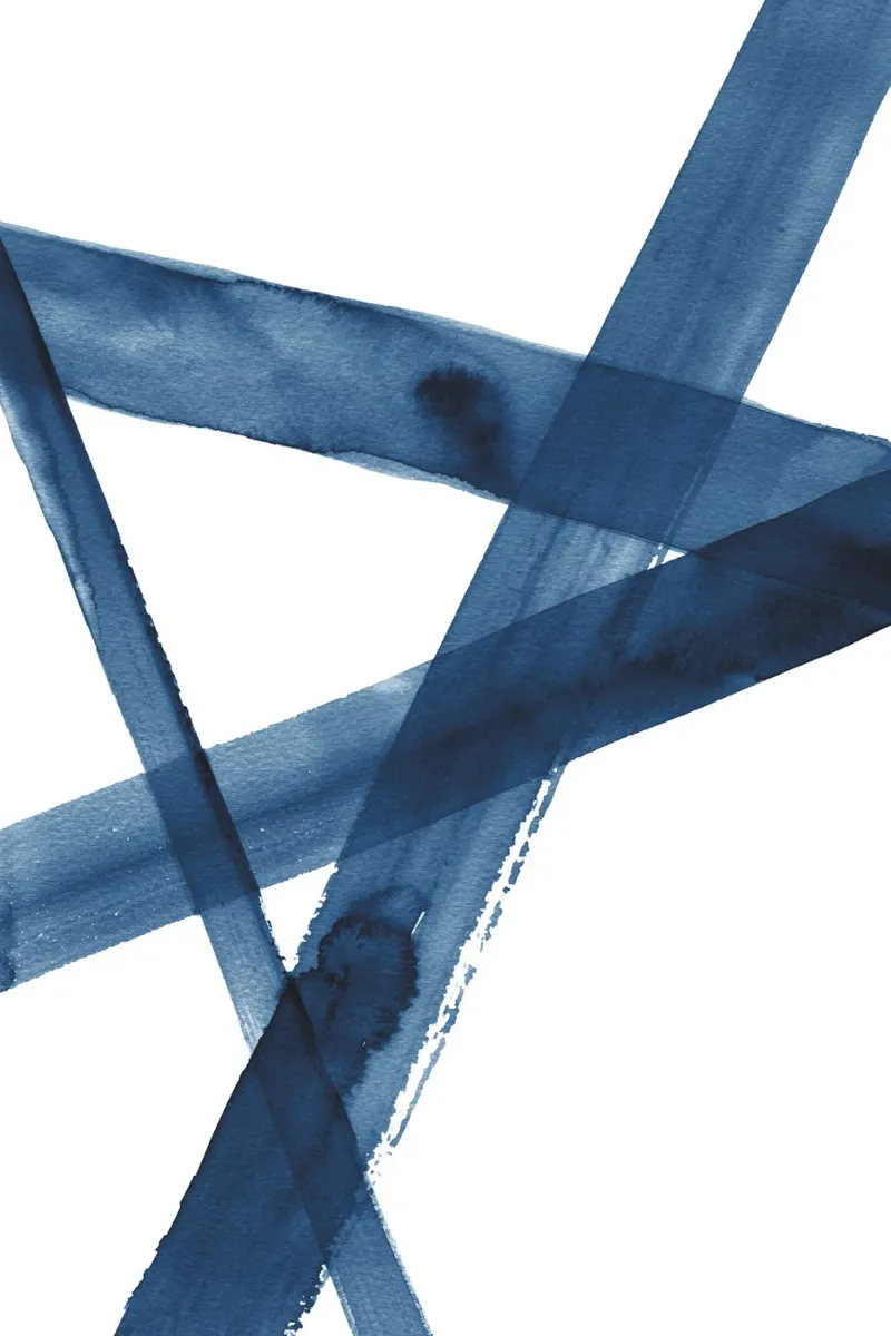 Linee acquerellate blu scuro 5 poster con telaio in alluminio da NouveauPrints