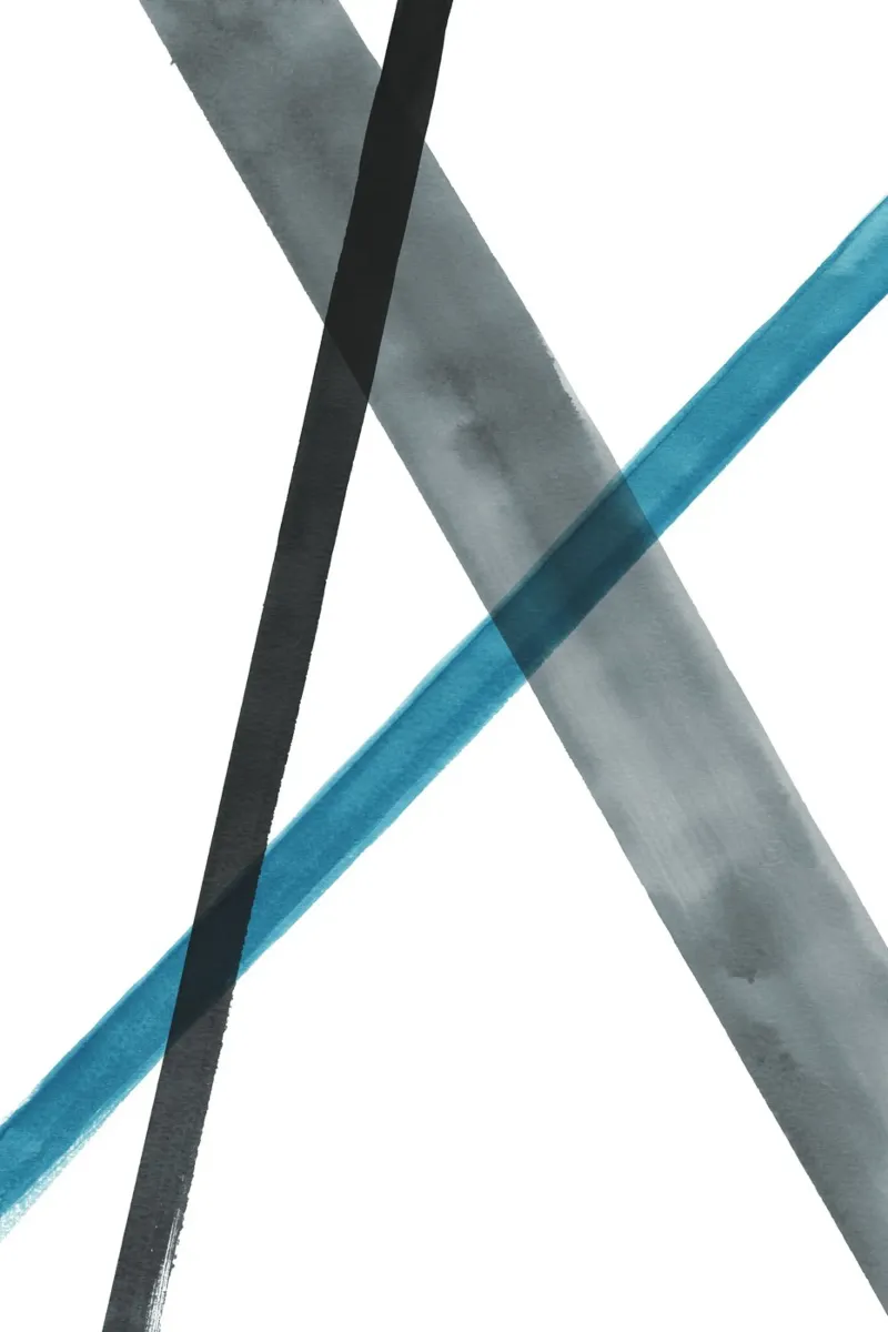 Linee acquerellate in toni freddi 1 poster con telaio in alluminio da NouveauPrints