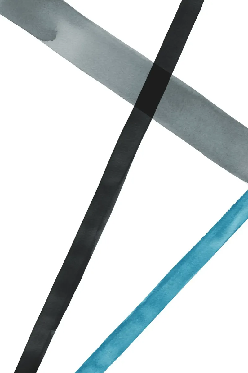 Lignes d'aquarelle dans des tons froids 2 poster avec cadre en bois de NouveauPrints