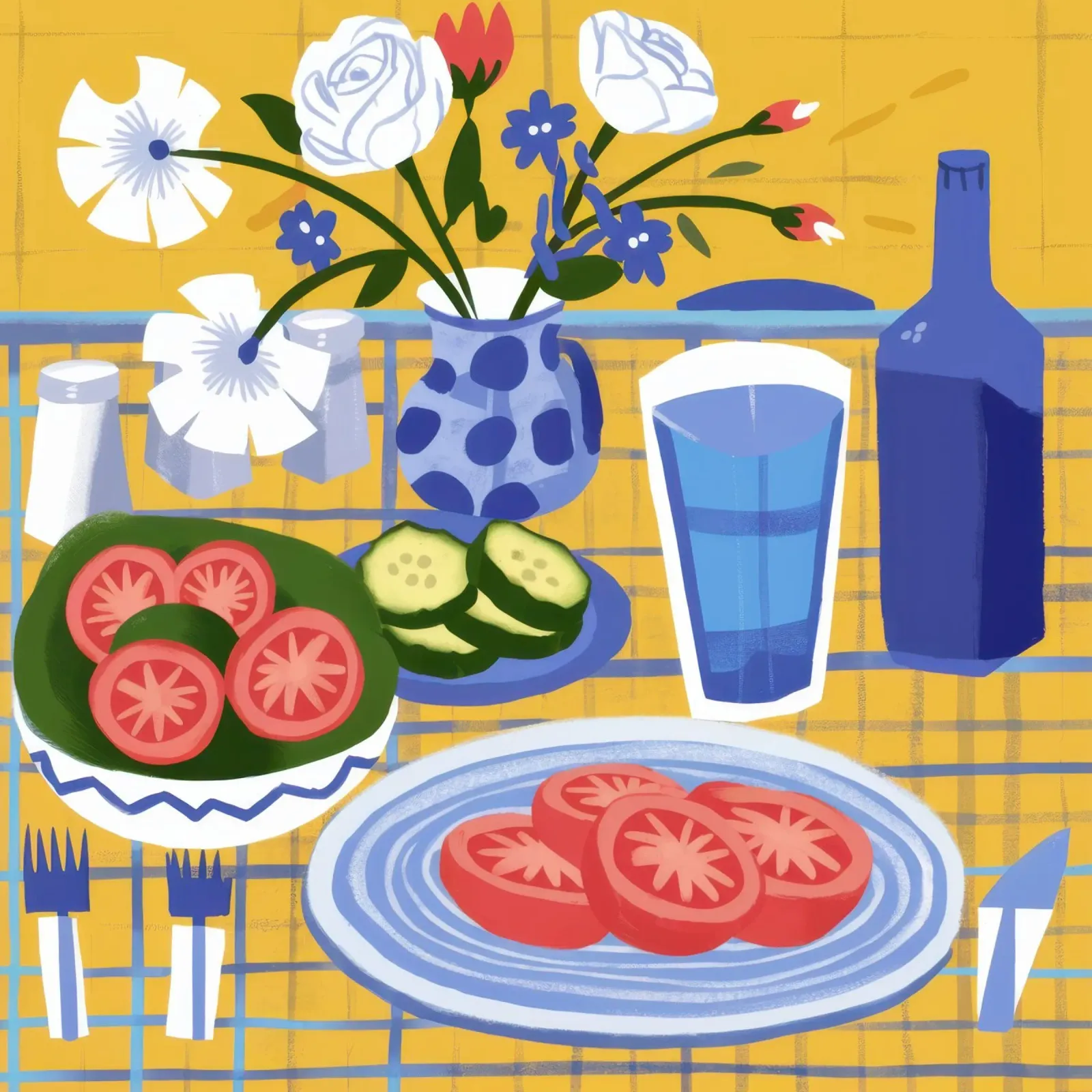 Bodegón de tostadas de tomate poster de Bruce Juice
