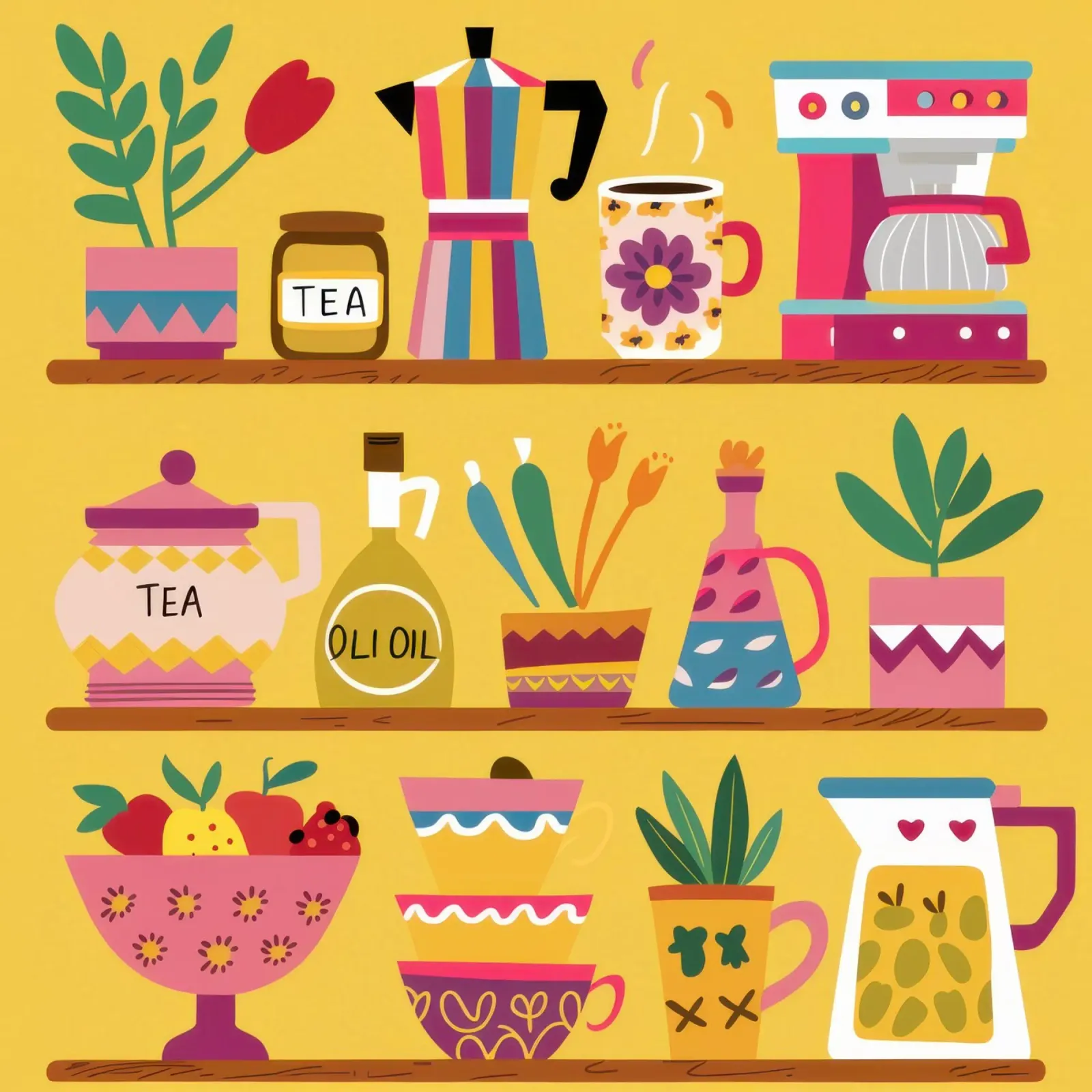 Accogliente scaffale da cucina poster con telaio in legno da Autumn Season