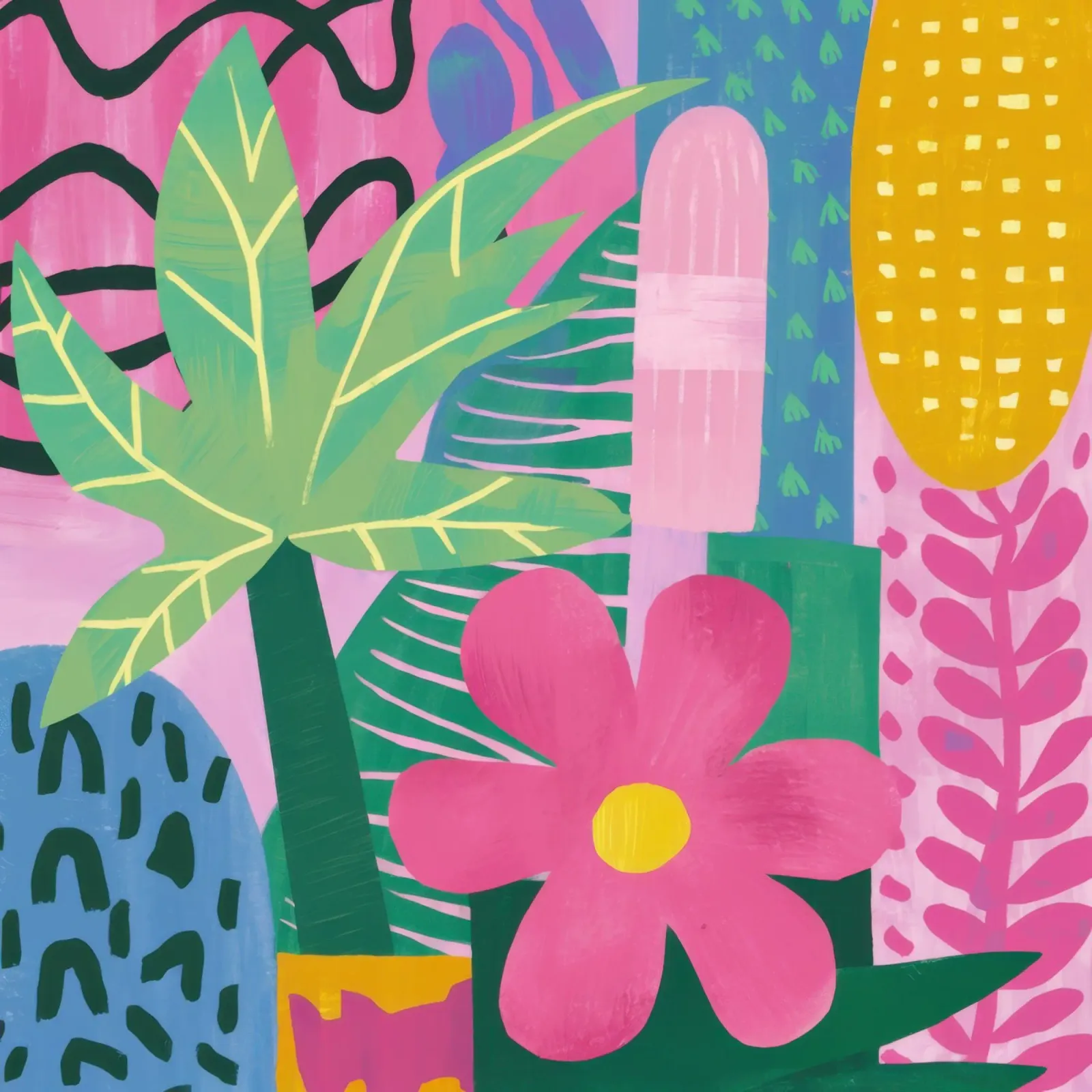 Vibrant Floral Columns canvas with Floater frame by Bruce Juice