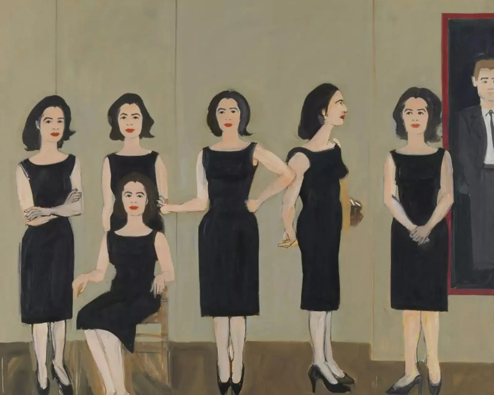 Alex Katz Il vestito nero poster con telaio in alluminio da Marcobarshop