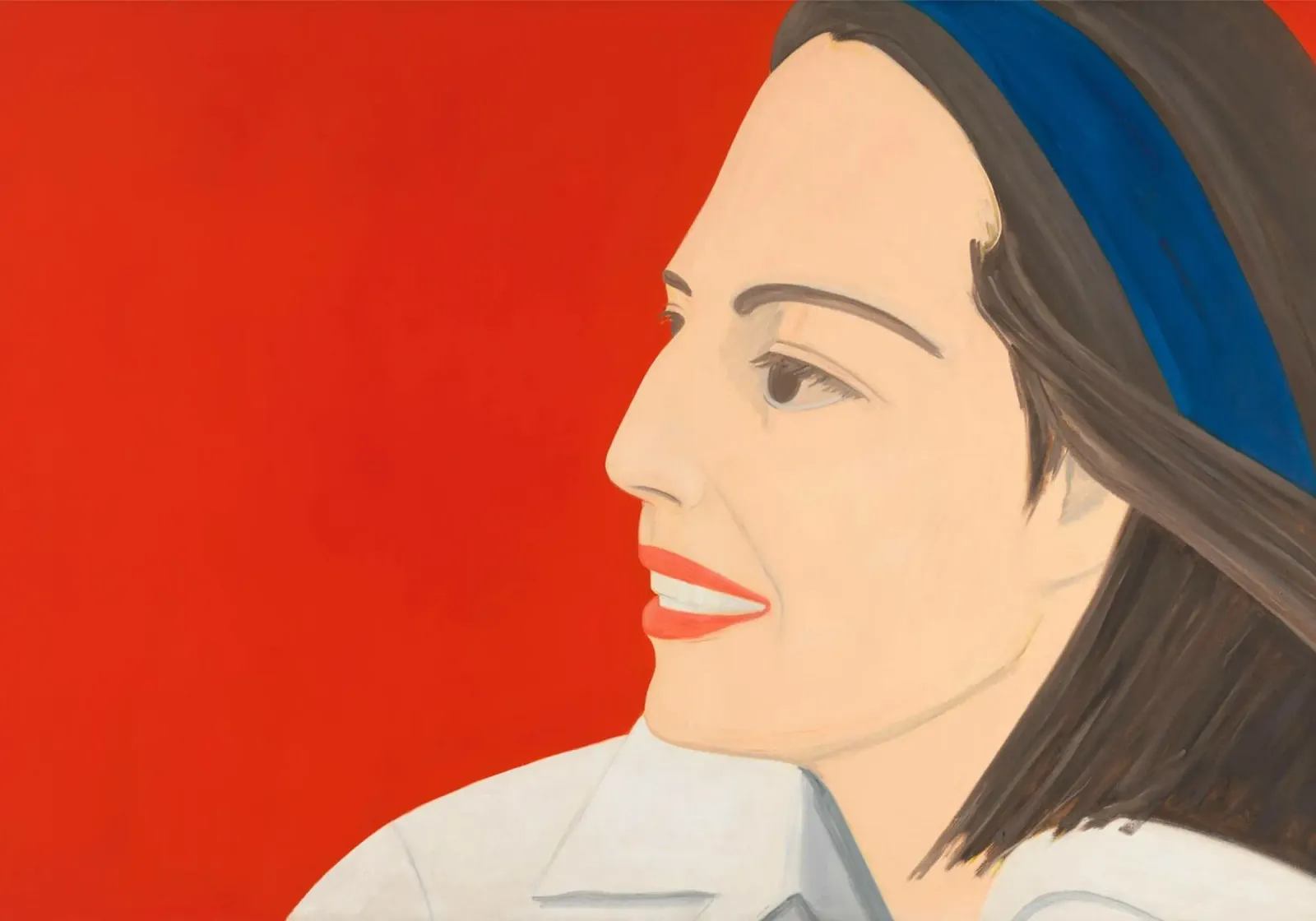 Alex Katz Il sorriso rosso tela con Cornice a cassetta da Marcobarshop