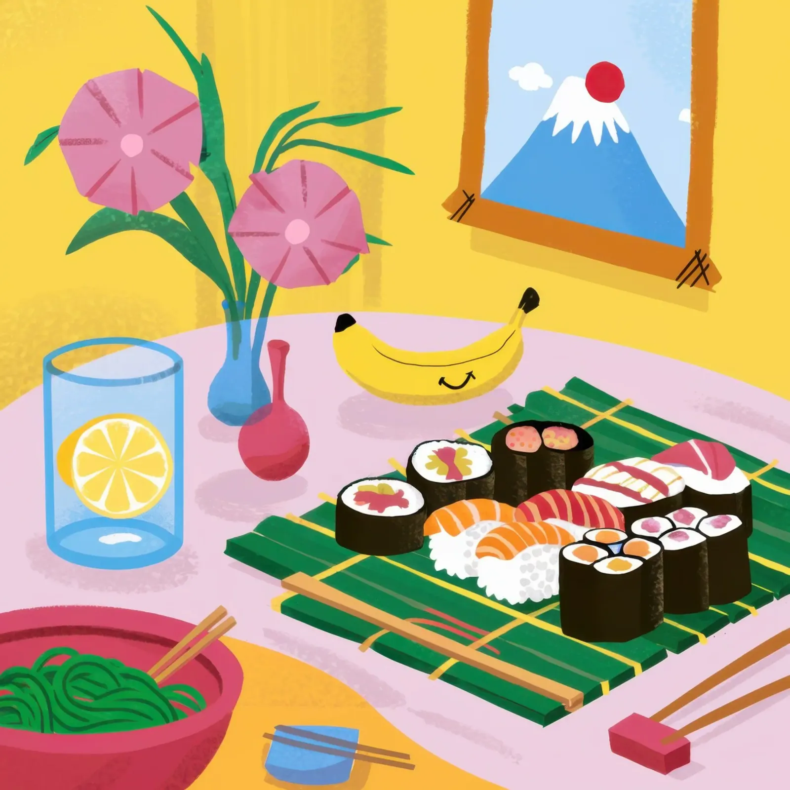 Bodegón de dátiles de sushi poster de Bruce Juice