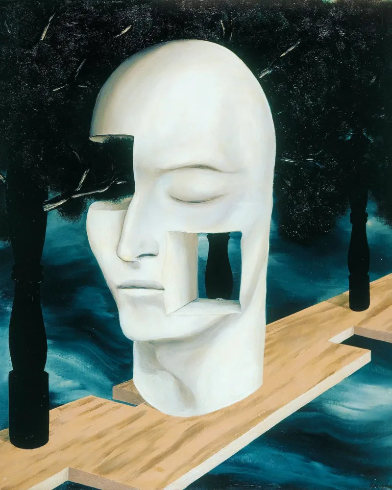 Il volto del genio di René Magritte poster con telaio in plastica da Classic Art Prints