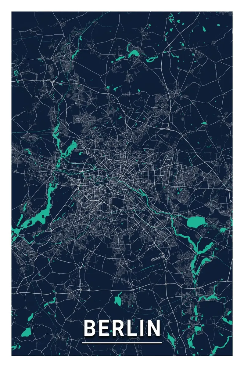 Berlin architecture art - poster and canvas picture canvas with Floater frame by CityMapPoster