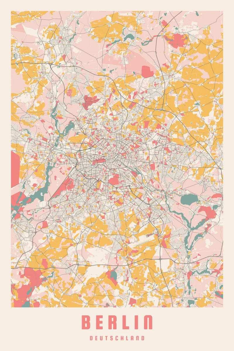 Poster di Berlino - Design moderno e minimalista poster con telaio in legno da CityMapPoster