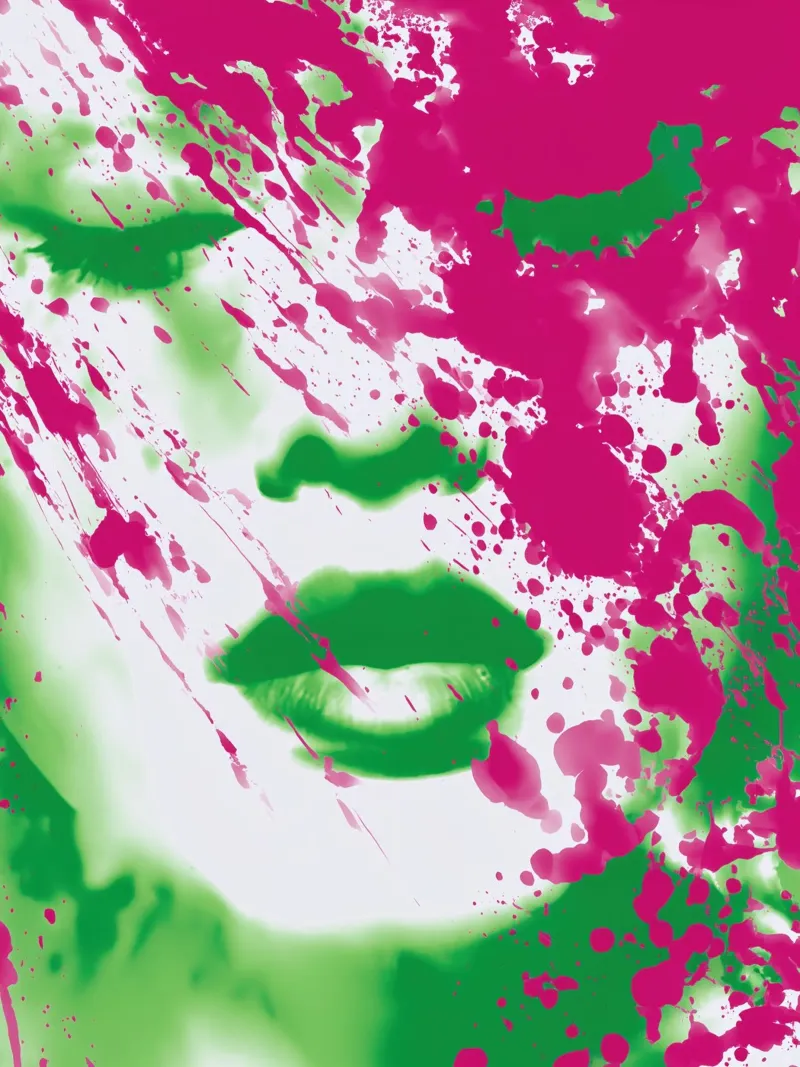 Ritratto caotico di donna in magenta e verde tela con Cornice a cassetta da Autofocus