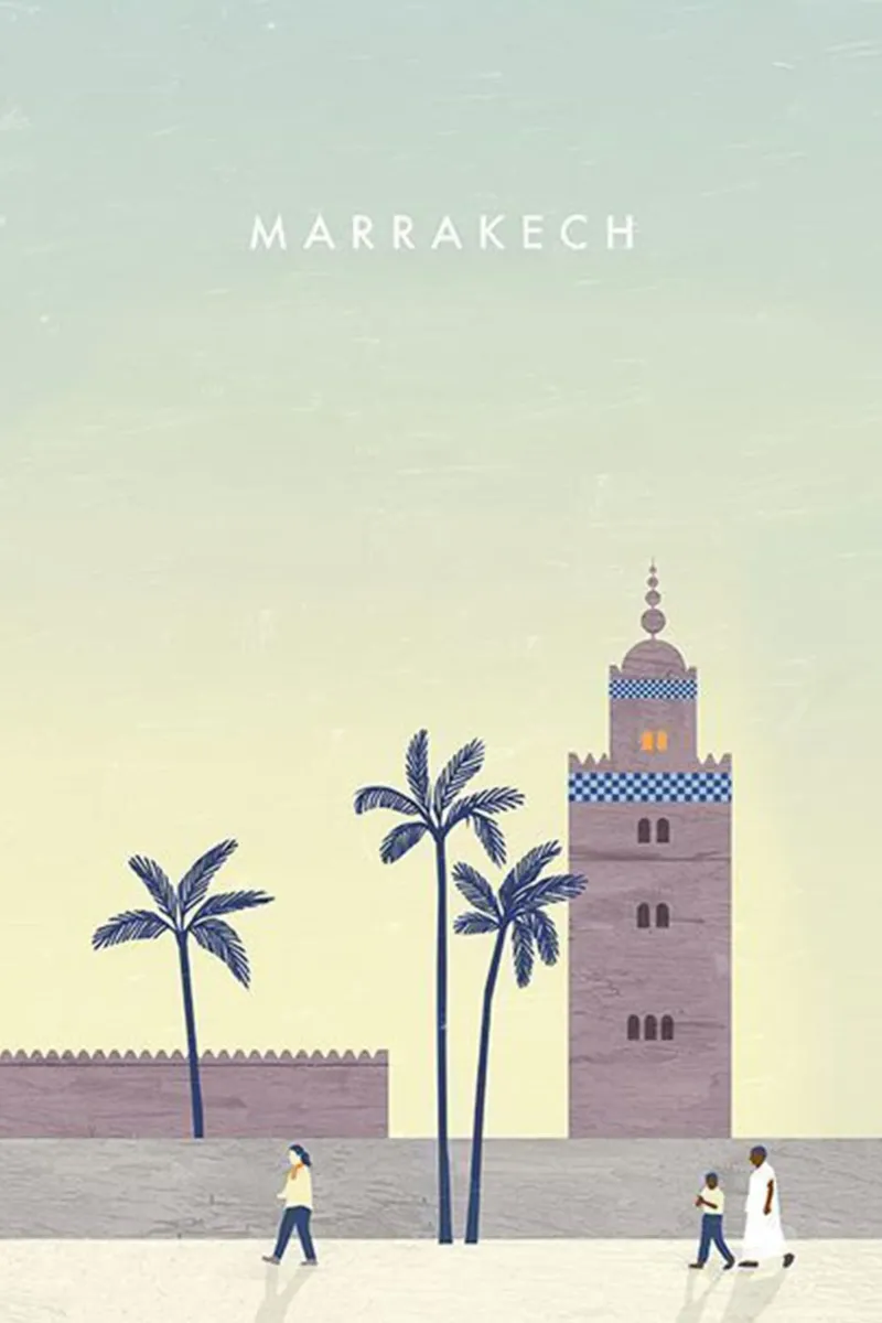 Edificio storico Torre della Mezzaluna di Marrakech poster con telaio in alluminio da unyil shope