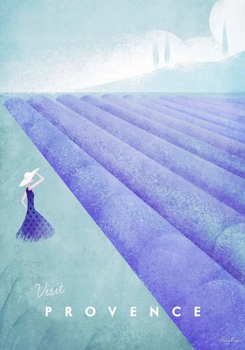 campi di lavanda donna in abito poster con telaio in alluminio da unyil shope
