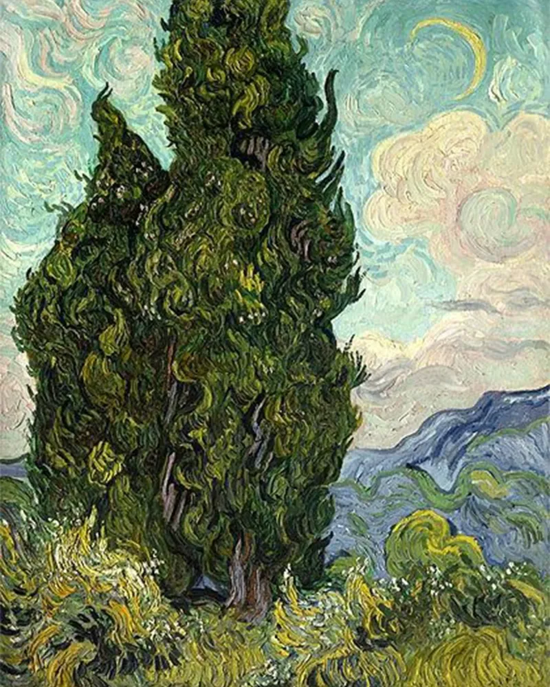 grande albero sulla collina poster con telaio in legno da cloud shop
