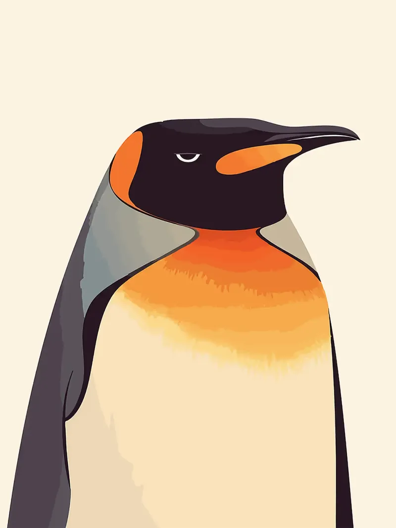 pinguino uccello animale fauna selvatica piume poster con telaio in plastica da Karin M Fried