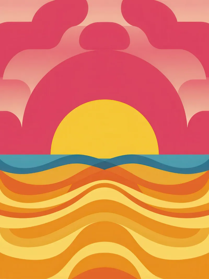 Golvende zonsondergang Serenity canvas met Baklijst van Bruce Juice