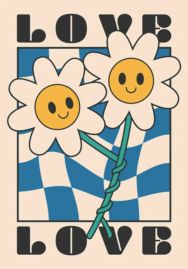 Poster con fiori d'amore poster con telaio in legno da Leahprint