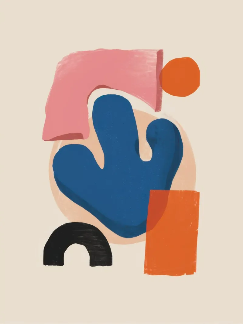 Abstracte cactusvorm canvas met Baklijst van Lyra Glaze