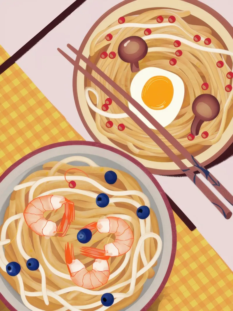 Simmetria perfetta del ramen poster con telaio in alluminio da Autumn Season