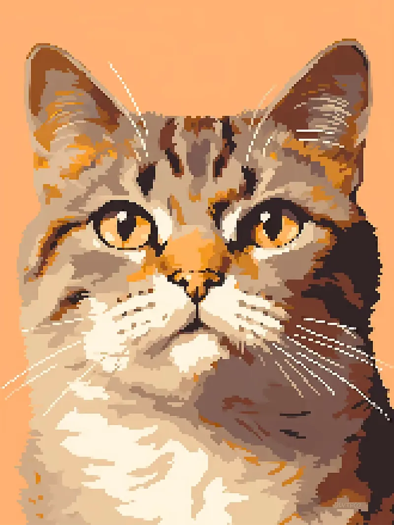 Pixel gatto felino baffi pelliccia orecchie occhi naso poster con telaio in plastica da Franziska Richter