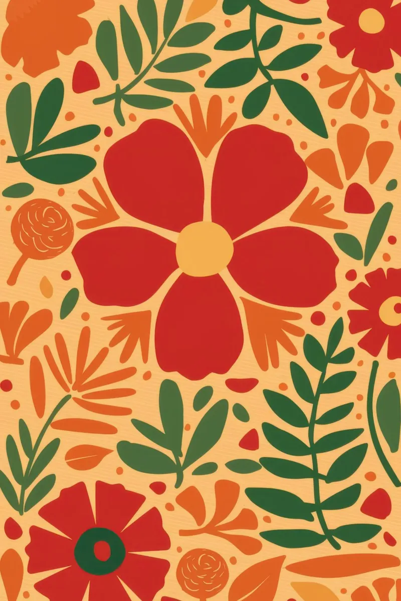 Red Hibiscus Pattern canvas with Floater frame by Lyra Glaze
