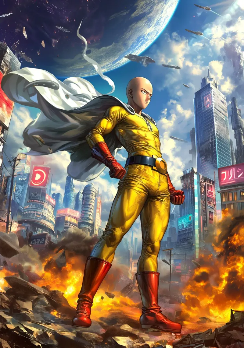 Saitama One Punch Man poster da Voxel Visionaries
